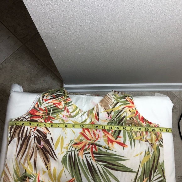 J.Jill Love Linen 100% Linen V Neck Sleeves Pockets Tropical Shift Lined Dress M - Picture 11 of 16